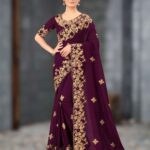 এক্সক্লুসিভ ওয়েটলেস জর্জেট এমব্রয়ডারি করা শাড়ি